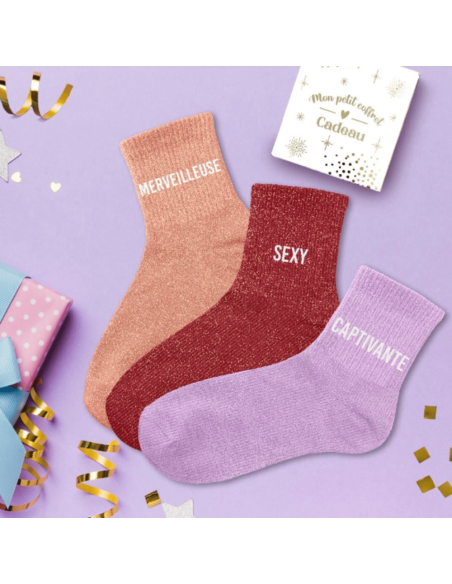 Coffret trio chaussettes à paillettes MERVEILLEUSE