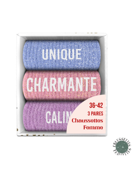Coffret trio chaussettes paillettes UNIQUE