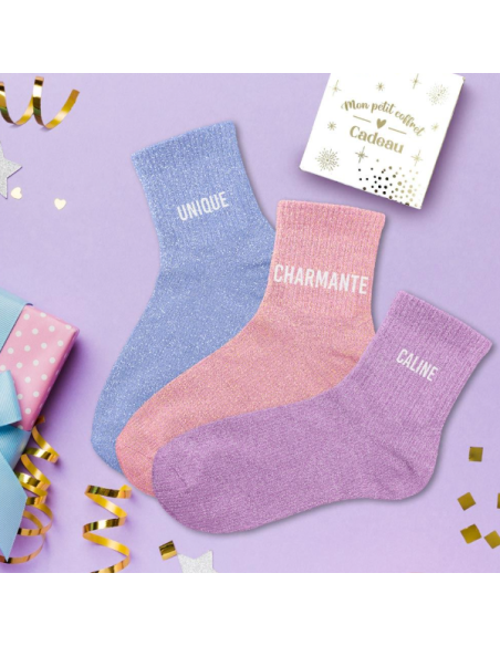 Coffret trio chaussettes paillettes UNIQUE