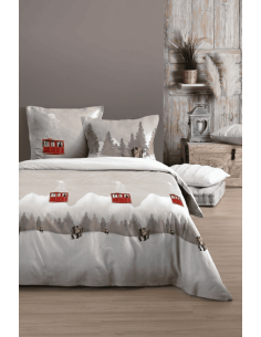 Housse de couette + 2 taies APREMONT en percale de coton...