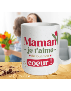 Mug paillettes MAMAN je t'aime de tout mon coeur 2