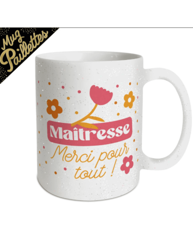 Mug paillettes MAITRESSE merci pour tout