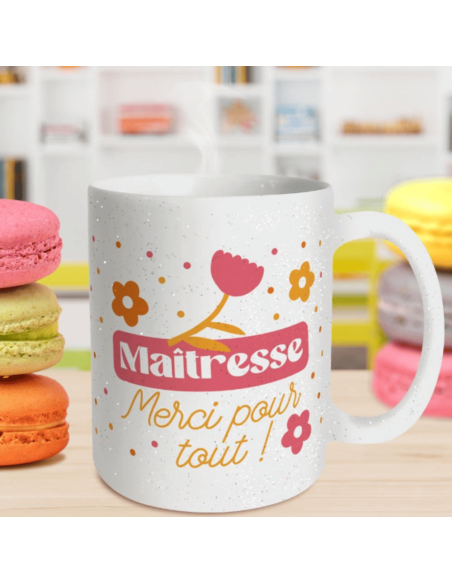 Mug paillettes MAITRESSE merci pour tout
