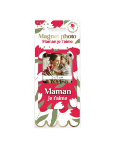 Magnet photo en bois MAMAN je t'aime 2