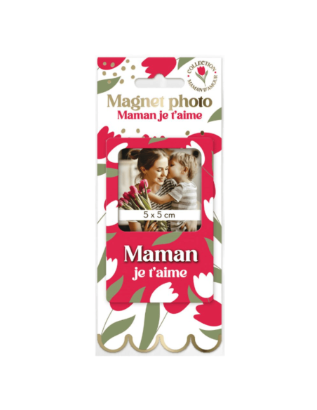 Magnet photo en bois MAMAN je t'aime