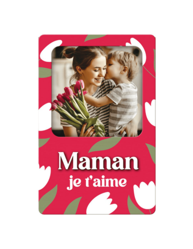 Magnet photo en bois MAMAN je t'aime