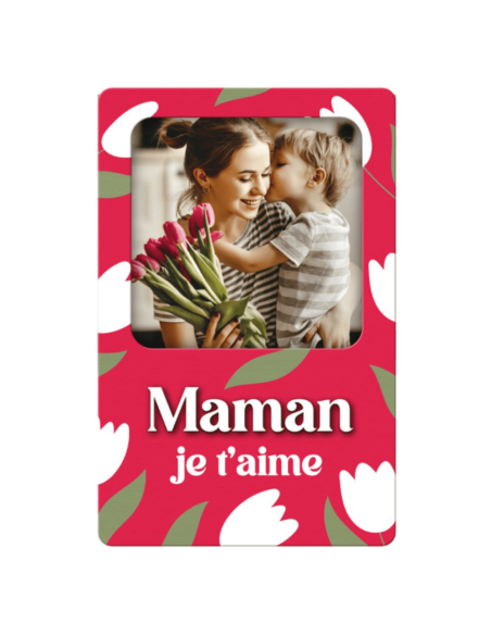 Magnet photo en bois MAMAN je t'aime