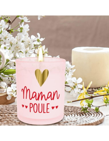 Bougie affective rose maman poule