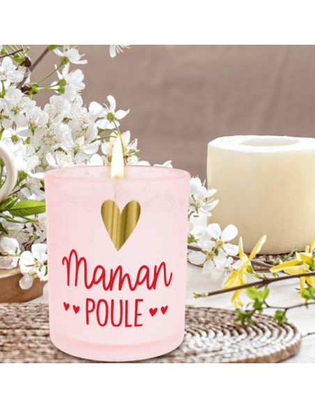 Bougie affective rose maman poule