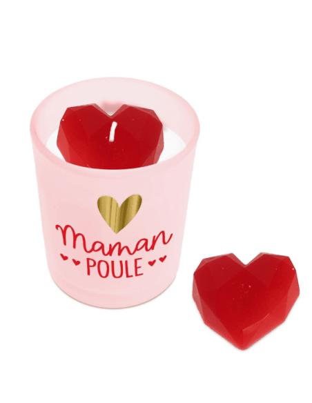 Bougie affective rose maman poule