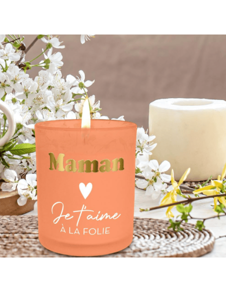 BOUGIE orange maman je t'aime a la folie