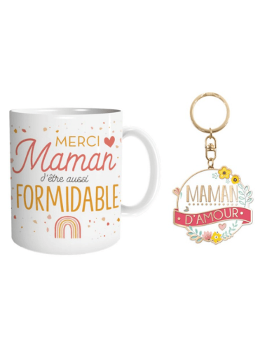 Coffret Mug et porte clé MAMAN D'AMOUR