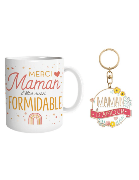 Coffret Mug et porte clé MAMAN D'AMOUR