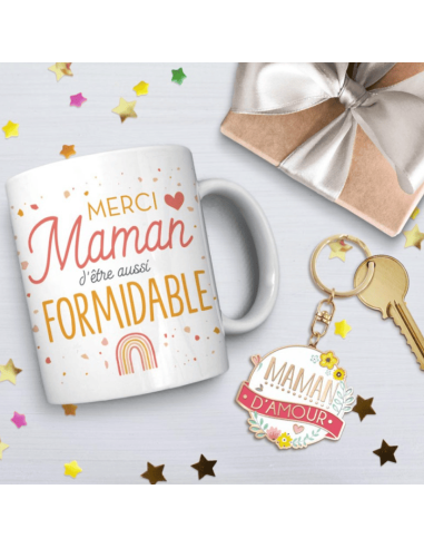 Coffret Mug et porte clé MAMAN D'AMOUR