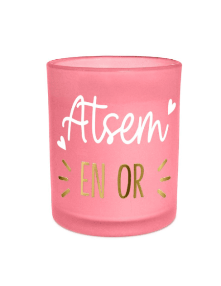 BOUGIE rose fonce atsem en or
