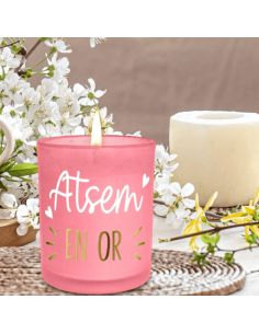 BOUGIE rose fonce atsem en or 2