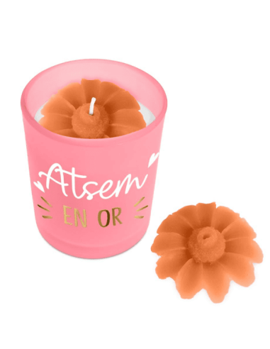 BOUGIE rose fonce atsem en or