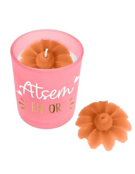 BOUGIE rose fonce atsem en or