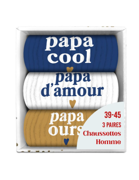 Coffret trio chaussettes paillettes PAPA COOL