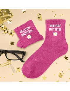 Chaussettes femme à paillettes MEILLEURE MAITRESSE