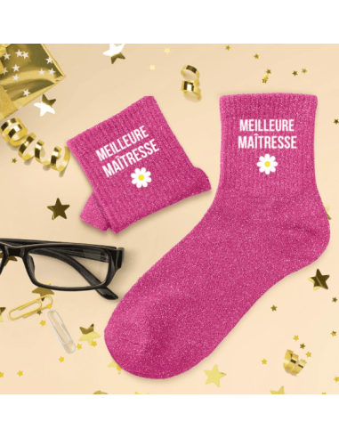 Chaussettes femme à paillettes MEILLEURE MAITRESSE
