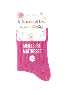 Chaussettes femme à paillettes MEILLEURE MAITRESSE 2