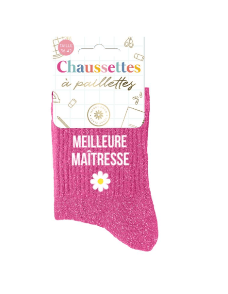 Chaussettes femme à paillettes MEILLEURE MAITRESSE