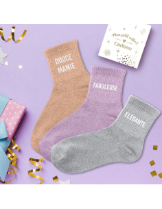 Coffret trio chaussettes paillettes douce mamie 2