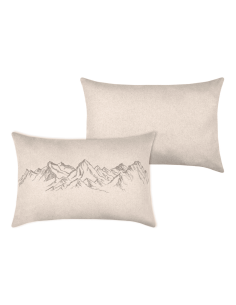 Coussin Charlaix naturel 40x60 cm - coussin brodé montagne chic polyester
