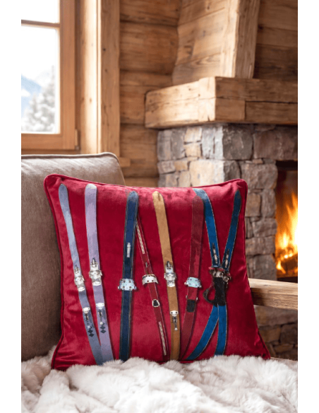 Coussin montagne MONTALBERT rouge 45x45 cm