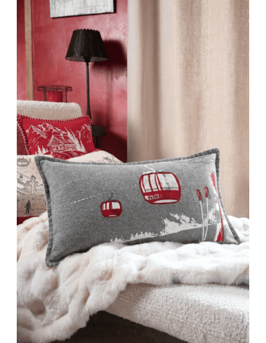 Coussin montagne VILLARD gris 35 x 60 cm