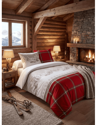 Housse de couette montagne + 2 taies VERAN...