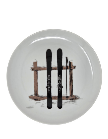 Lot de 4 assiettes à desserts SKI montagne D 20 cm
