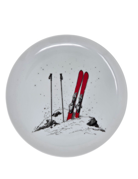 Lot de 4 assiettes à desserts SKI montagne D 20 cm