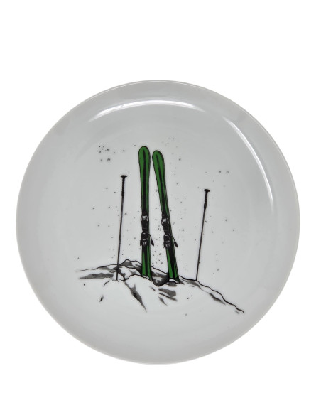 Lot de 4 assiettes à desserts SKI montagne D 20 cm