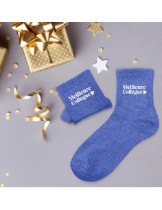 Chaussettes femme à paillettes MEILLEURE COLLEGUE 2