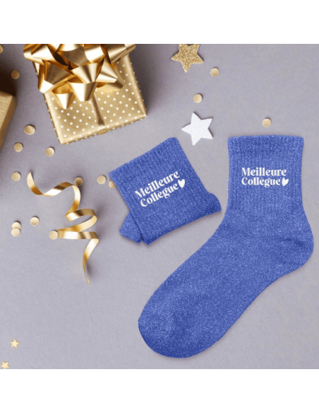 Chaussettes femme à paillettes MEILLEURE COLLEGUE