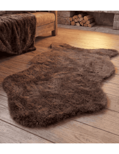 Tapis fausse fourrure BOSTAN CHATAIGNE 2