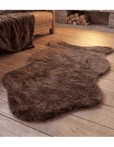 Tapis fausse fourrure BOSTAN CHATAIGNE