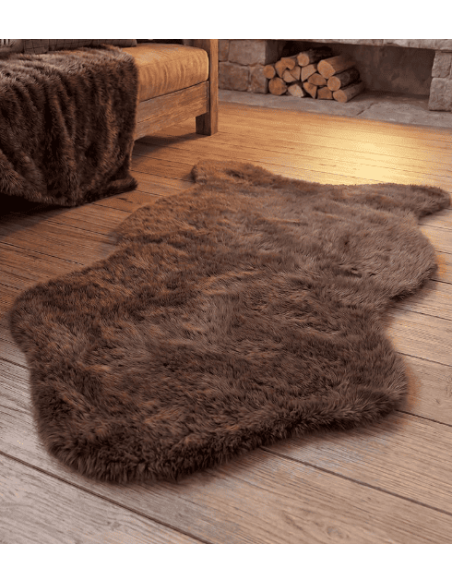 Tapis fausse fourrure BOSTAN CHATAIGNE