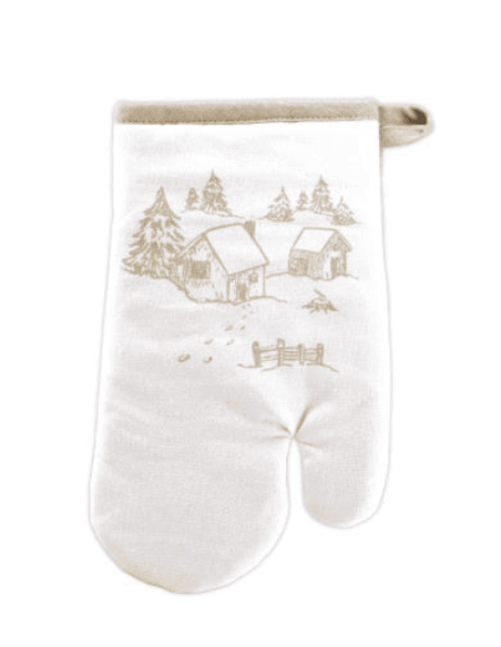 Set gant et manique - motif Chalet & Montagne