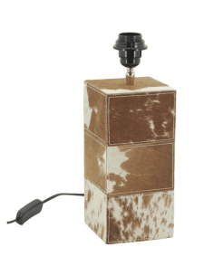 Pied de lampe en PEAU DE VACHE marron et blanc 2