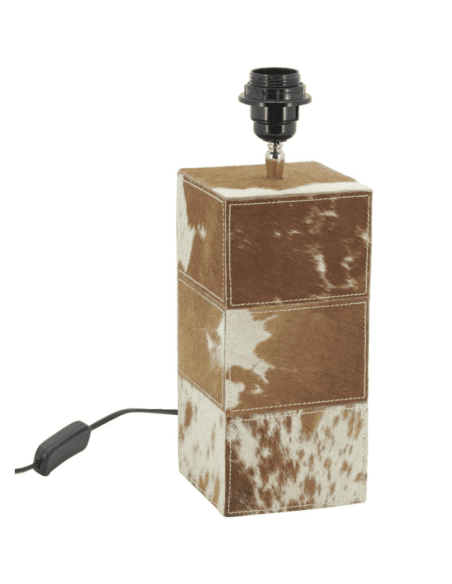 Pied de lampe en PEAU DE VACHE marron et blanc