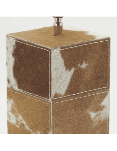 Pied de lampe en PEAU DE VACHE marron et blanc