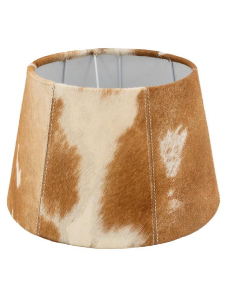 Pied de lampe en PEAU DE VACHE marron et blanc