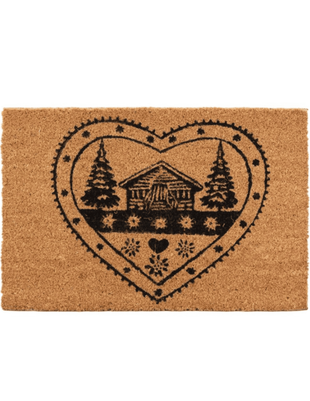 Paillasson COEUR POYA en coco 40 x 60 cm - Décoration Montagne