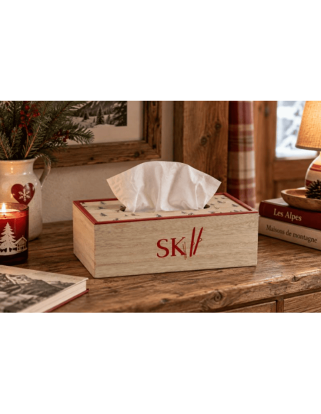 Boite à mouchoirs SKIEUR en bois
