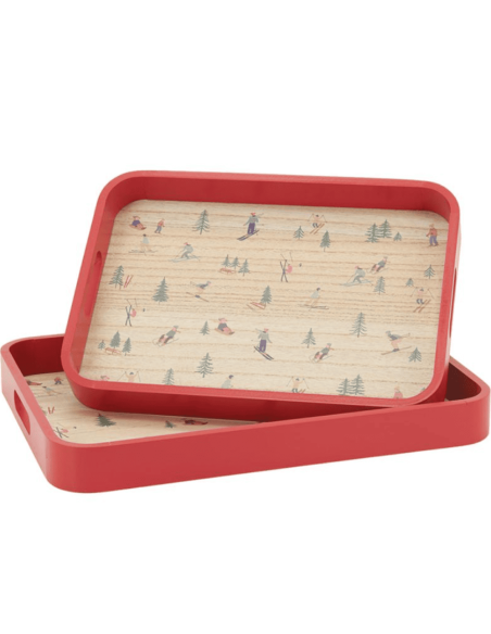 Plateau en bois décor SKIEUR 35 x 25 cm