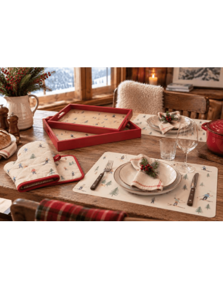 Plateau en bois décor SKIEUR 35 x 25 cm