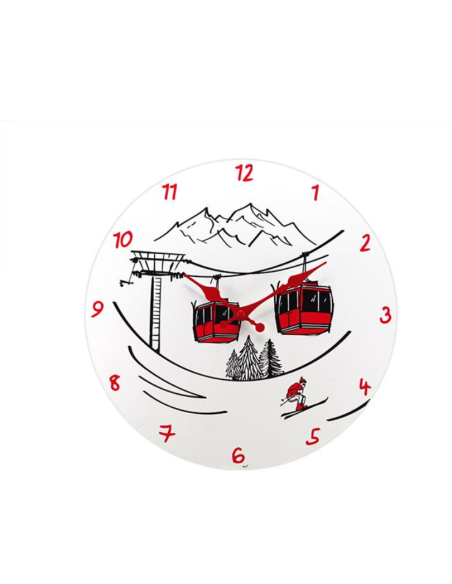 Horloge murale Aventure - téléphérique rouge